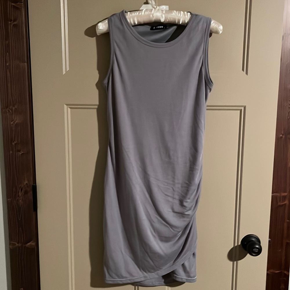 Gray ruched side dress